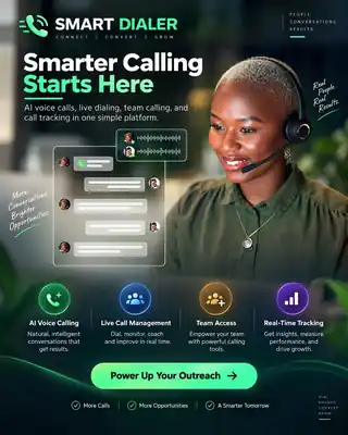 Smart Dial poster: AI calling and team features overview